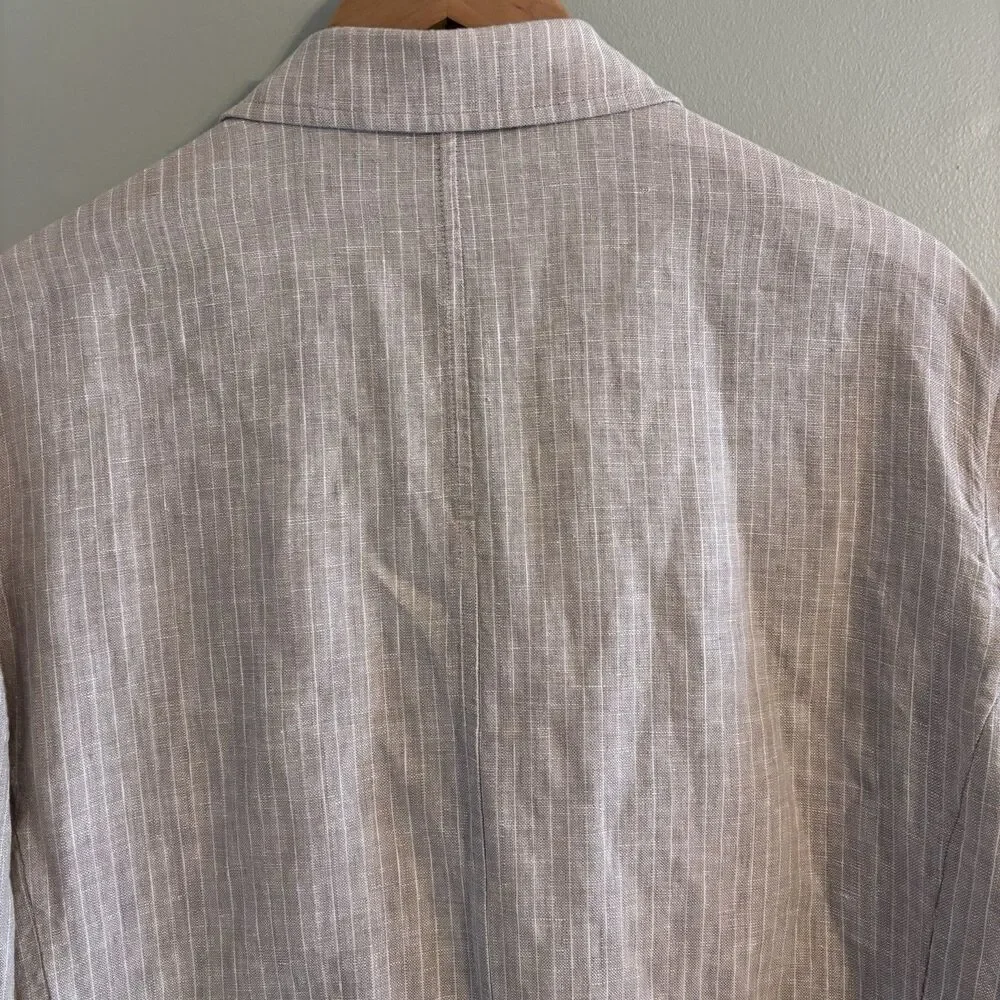 VTG Brandini Men's XL Linen Striped Sport Coat Blazer Jacket Beige Coastal Prep
